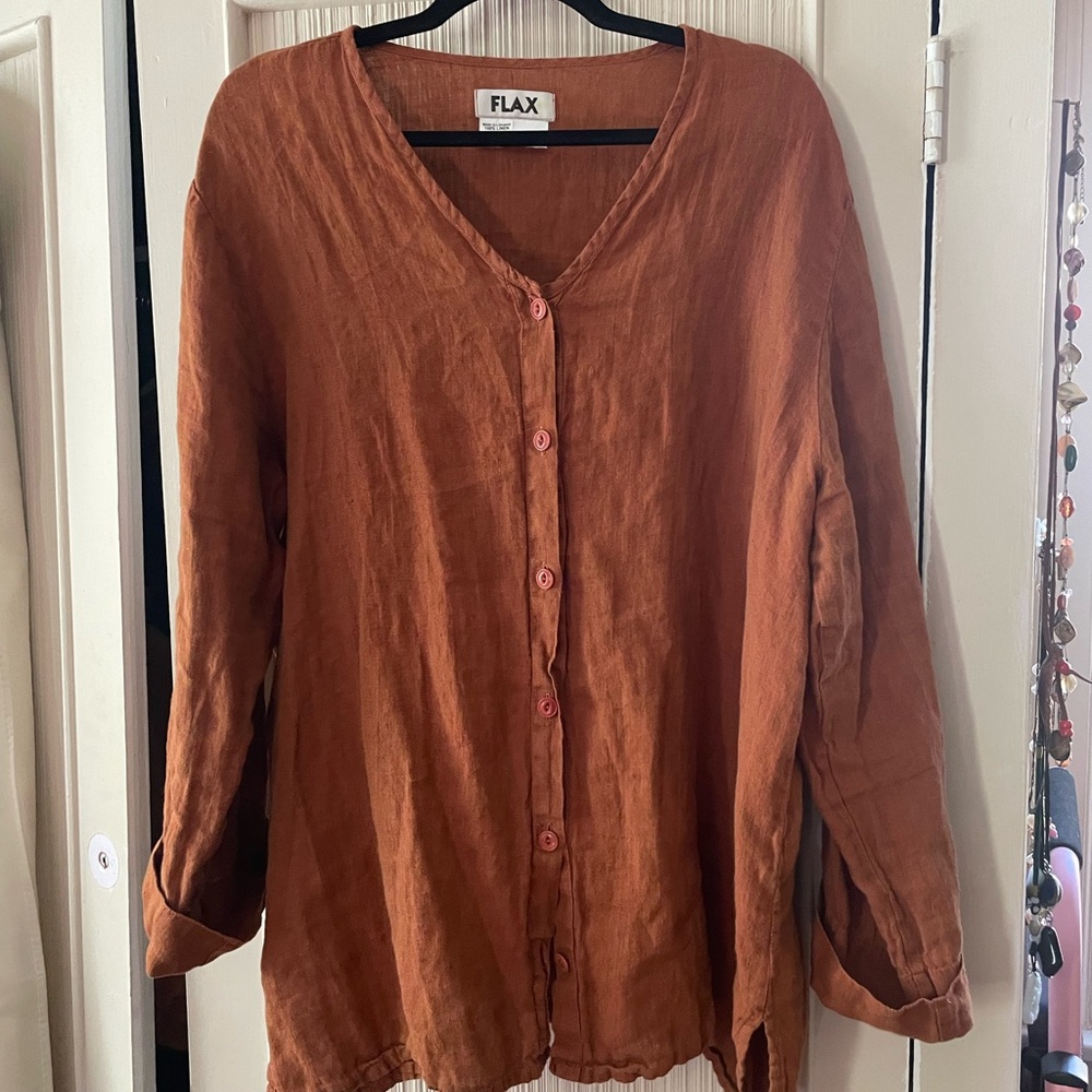 Flax Women's Rust Button-Down Shirt